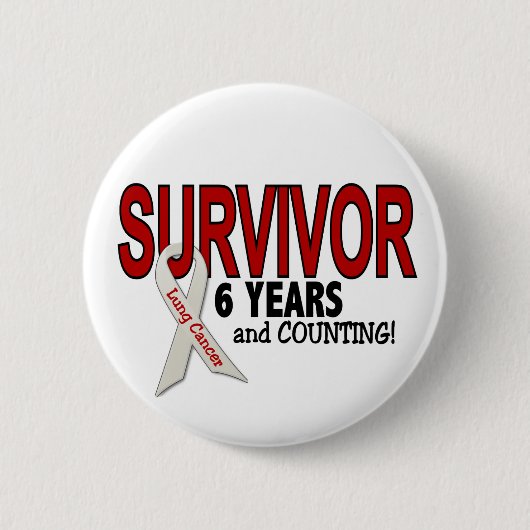 Badge Rond 5 Cm Survivant de cancer de poumon 6 ans (Devant)