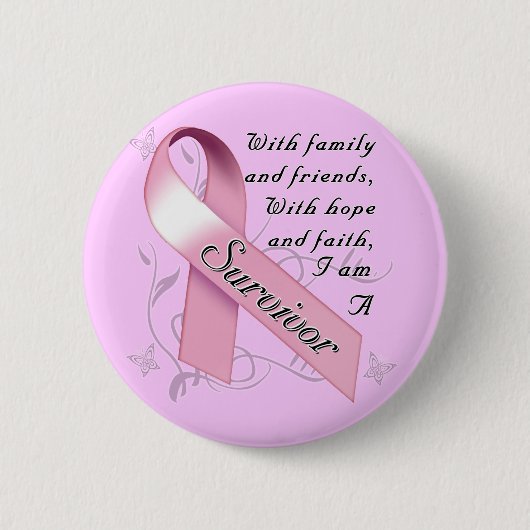 Badge Rond 5 Cm Survivant de cancer du sein (Devant)