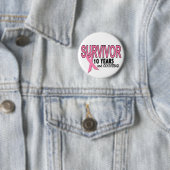 Badge Rond 5 Cm SURVIVANT de CANCER DU SEIN 10 ans et comptes (En situation)