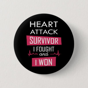 Badge Rond 5 Cm Survivant de l'attaque cardiaque, je me suis battu