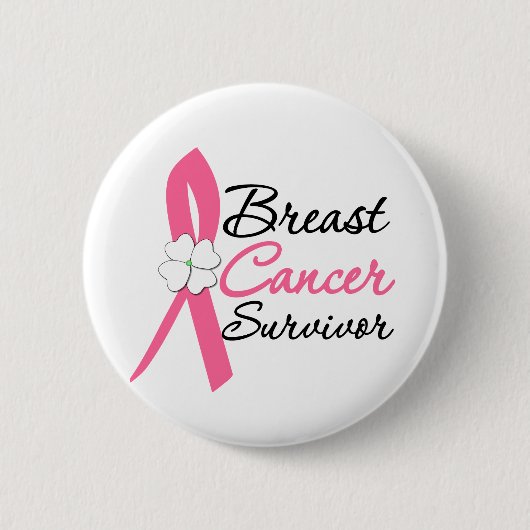 Badge Rond 5 Cm Survivant du cancer du sein (Devant)