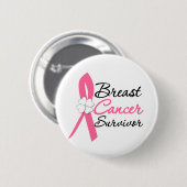 Badge Rond 5 Cm Survivant du cancer du sein (Devant & derrière)