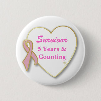 Badge Rond 5 Cm Survivant du cancer du sein— Années et décompte