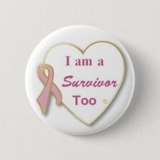 Badge Rond 5 Cm Survivant du cancer du sein aussi (Devant)