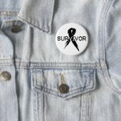 Badge Rond 5 Cm Survivant noir de ruban (En situation)
