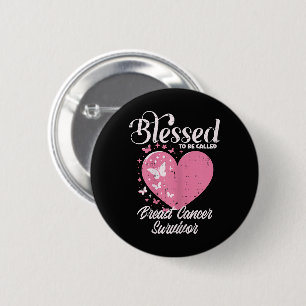 Badge Rond 5 Cm Survivante du cancer du sein bénie chrétienne