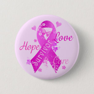 Badge Rond 5 Cm Survivor Love Hope Cure