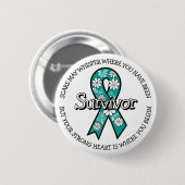 Badge Rond 5 Cm Survivor SA Teal Awareness Ribbon (Devant & derrière)
