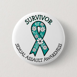 Badge Rond 5 Cm Survivor SA Teal Awareness Ribbon