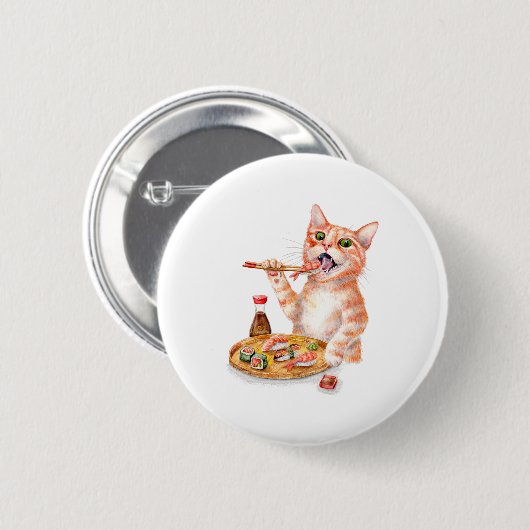 Badge Rond 5 Cm Sushi Cat (Devant & derrière)