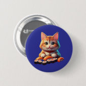 Badge Rond 5 Cm Sushi Cat (Devant & derrière)