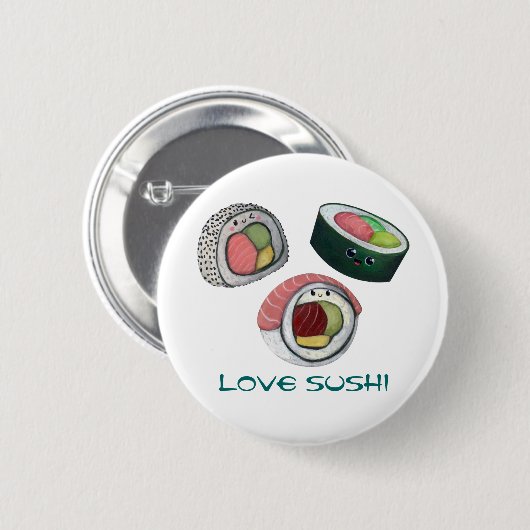 Badge Rond 5 Cm Sushi d'amour (Devant & derrière)