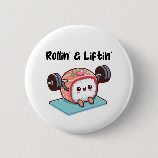 Badge Rond 5 Cm Sushi Roll Lifting Weights (Devant)