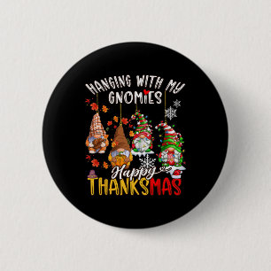 Badge Rond 5 Cm Suspendu Avec Mes Gnomes Joyeux Thanksmas Fête De
