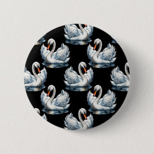Badge Rond 5 Cm Swan Birds Design Motif
