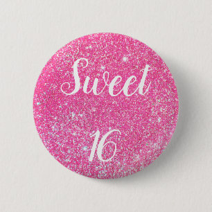 Badge Rond 5 Cm SWEET 16 Anniversaire Étincelle Parties scintillan