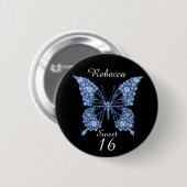 Badge Rond 5 Cm Sweet 16th Birthday Butterfly Personnalisé (Devant & derrière)