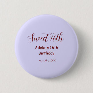 Badge Rond 5 Cm Sweet 16th birthday purple pastel mauve retro name