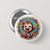 Badge Rond 5 Cm Sweet Baby Peace Monkey Button (Devant & derrière)