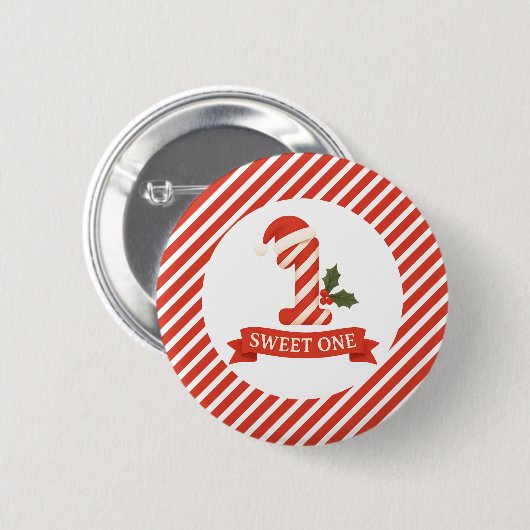 Badge Rond 5 Cm Sweet One Christmas Premier anniversaire (Devant & derrière)