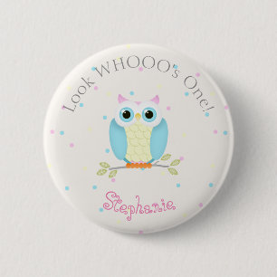 Badge Rond 5 Cm Sweet Owl Anniversaire