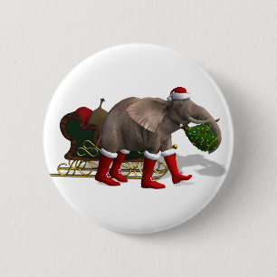 Badge Rond 5 Cm Sweet Santa Claus Elephant
