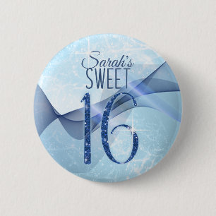 Badge Rond 5 Cm Sweet sixteen bleu  à percussion ID652
