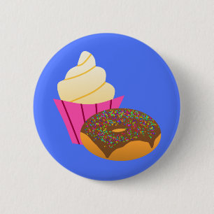 Badge Rond 5 Cm Sweets minimalistes - Cupcake et caricature de bei