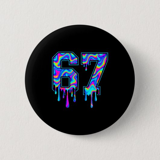 Badge Rond 5 Cm Swirl Six Seven Drip 6 7 Meme Gen Alpha Slang  (Devant)