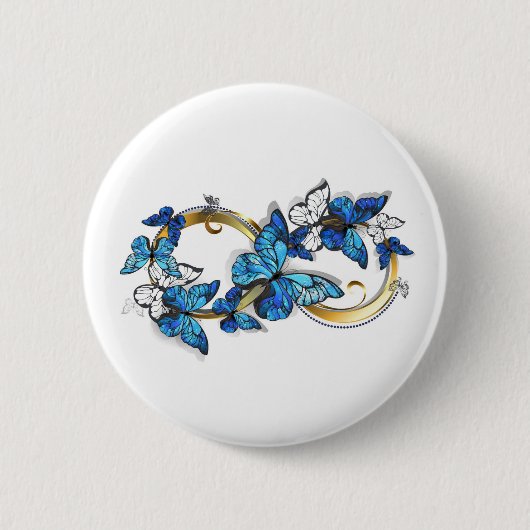 Badge Rond 5 Cm Symbol Infinity of Blue Morpho Butterflies (Devant)