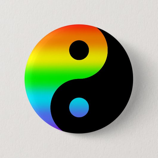 Badge Rond 5 Cm Symbole arc-en-ciel Yin Yang (Devant)