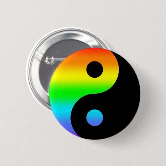Badge Rond 5 Cm Symbole arc-en-ciel Yin Yang (Devant & derrière)