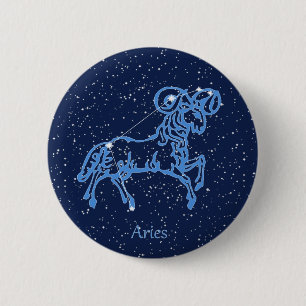 Badge Rond 5 Cm Symbole Aries Constellation et Zodiac avec étoiles
