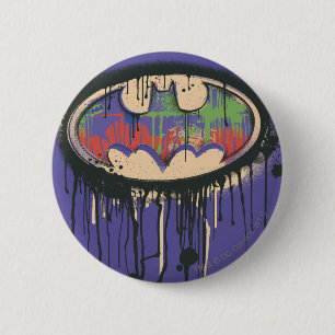 Badge Rond 5 Cm Symbole Batman   Logo rouge violet vert