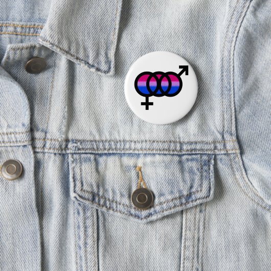 Badge Rond 5 Cm Symbole bisexuel (En situation)
