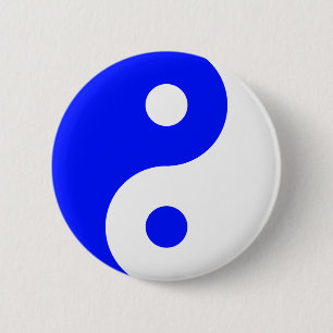 Badge Rond 5 Cm Symbole bleu de Yin Yang