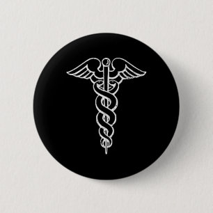 Badge Rond 5 Cm Symbole Caduceus Infirmière Médecin Rn Np Na Hospi