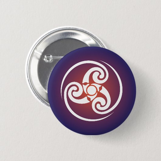 Badge Rond 5 Cm Symbole Celtique Triskele, Triple Spiral, Triskeli (Devant & derrière)