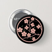 Badge Rond 5 Cm Symbole cerisier, minimalisme, rose, japonais (Devant & derrière)