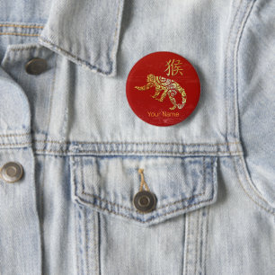 Badge Rond 5 Cm Symbole chinois de singe Zodiaque Horoscope Conste