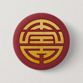 Badge Rond 5 Cm Symbole chinois Shou : Longévité (Devant)
