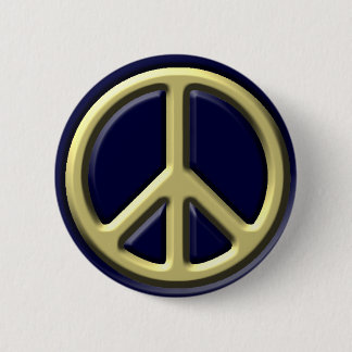 Badge Rond 5 Cm Symbole classique de paix, or