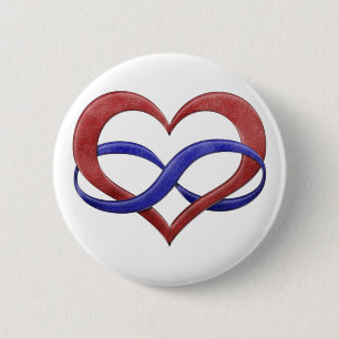 Badge Rond 5 Cm Symbole coeur infini Polyamory Fierté Drapeau Coul