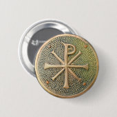 Badge Rond 5 Cm Symbole croix byzantine métal médaillon histoire a (Devant & derrière)
