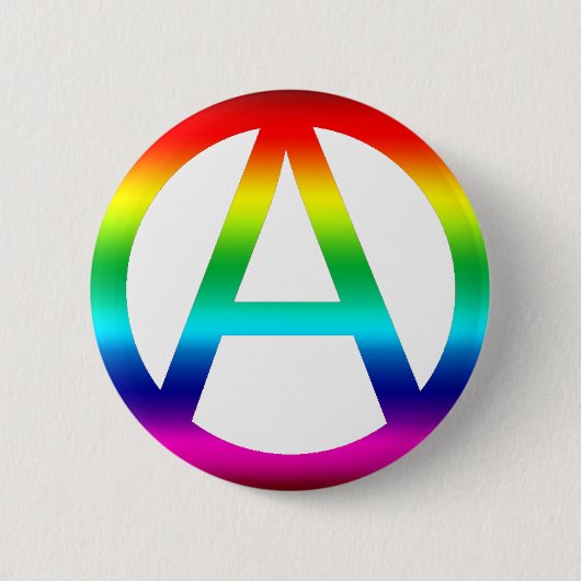 Badge Rond 5 Cm Symbole d'anarchie d'arc-en-ciel (Devant)