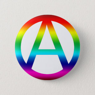 Badge Rond 5 Cm Symbole d'anarchie d'arc-en-ciel