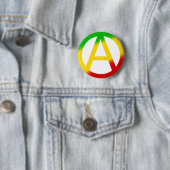 Badge Rond 5 Cm Symbole d'anarchie de Rasta (En situation)