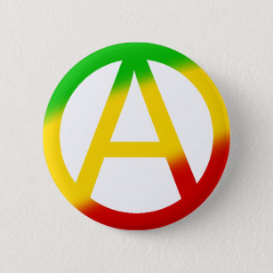 Badge Rond 5 Cm Symbole d'anarchie de Rasta