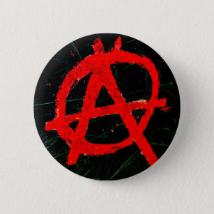 Badge Rond 5 Cm Symbole d'anarchie rouge grungy