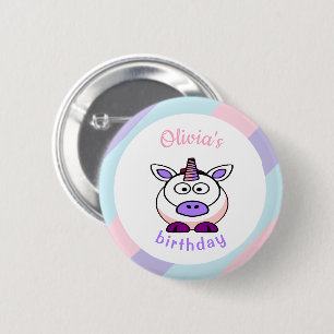 Badge Rond 5 Cm Symbole d'anniversaire de la licorne personnalisée